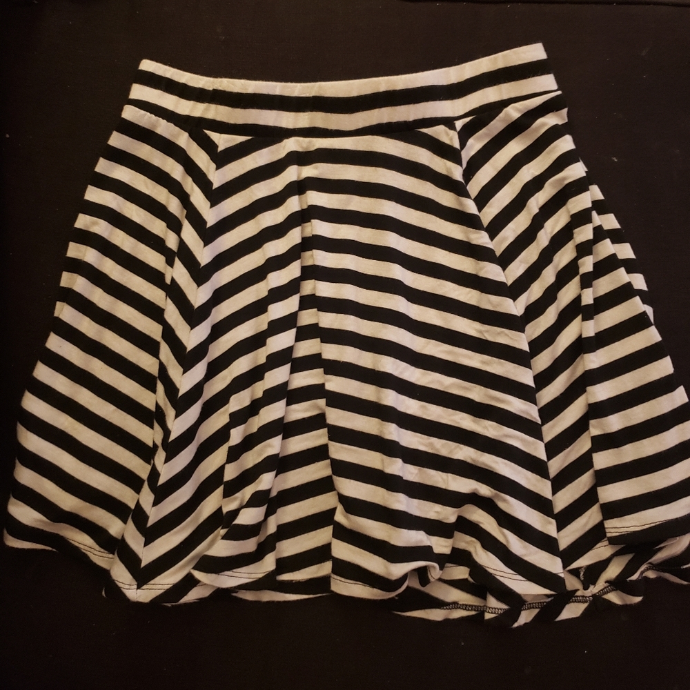 Stripped Black & White Short Skirt